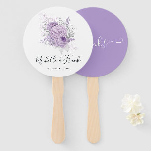 Abanico Boda floral de lavanda y plata