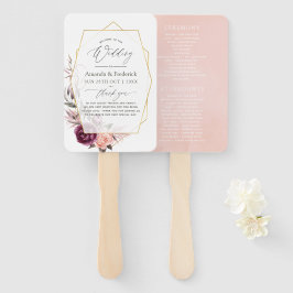 Abanico Boda floral geométrica de ciruela y rubor de Borgo