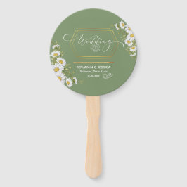 Abanico Boda floral Minimalista Sage Green Gold