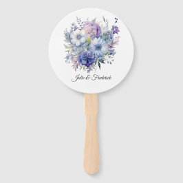 Abanico Boda Floral Plata, Icy Blue y Lilac