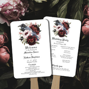 Abanico Boda floral romántico de color gótico Raven