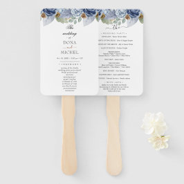 Abanico Boda Floral Rustic Blue Winter