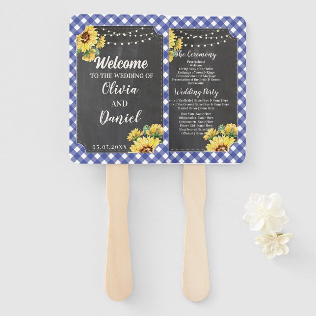 Abanico Boda Flower Flower Naval Florals Hand Fan (Anverso y reverso)