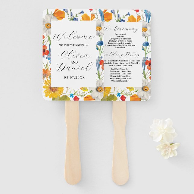 Abanico Boda Flower Hand Fan Summer Florency (Anverso y reverso)