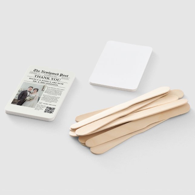 Abanico Boda fotográfico único de periódico gracias (No montado)