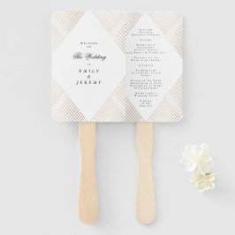 Abanico Boda Gatsby de oro blanco geométrico de diamantes