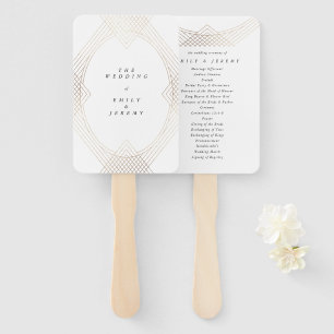 Abanico Boda Gatsby de Oval Geométrico Art Deco Oval blanc