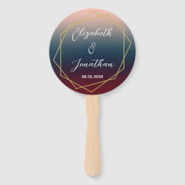 Abanico Boda geométrico Rubor Ombre de la Marina de Borgoñ