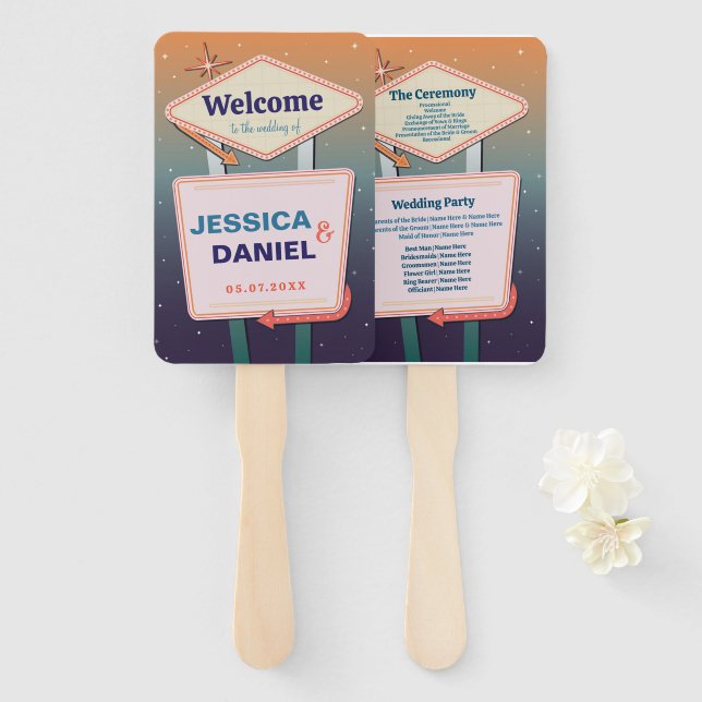 Abanico Boda Hand Fan Las Vegas Program Casino (Anverso y reverso)