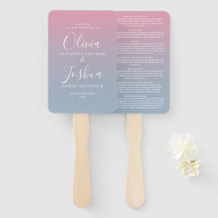 Abanico Boda Judía con Ombre Rosa y Azul Polvoriento