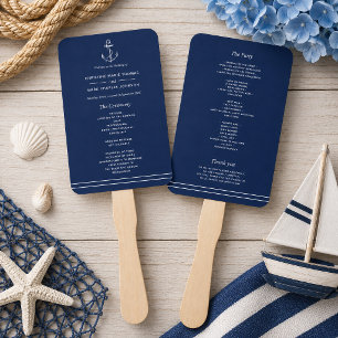 Abanico Boda Marina Azul Blanco Ancla Mar Costado