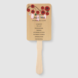 Abanico Boda Mason Jars de flor roja y ligera