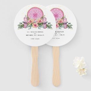 Abanico Boda metafísico de cristales de Mandala floral ros