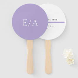 Abanico Boda Minimalista Monograma Digital Lavanda Púrpura