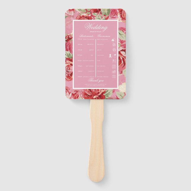 Abanico Boda moderna y elegante de Borgoña (Anverso)