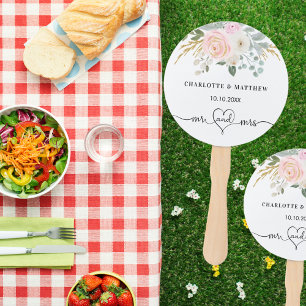 Abanico Boda mr mrs secuencia de comandos del corazón blan