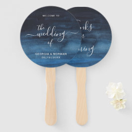 Abanico Boda Navy Blue Acuarela Oscura Malhumorada