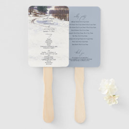 Abanico Boda Paisaje Nieve Invernal Acuarela