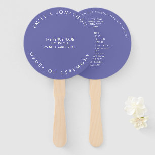 Abanico Boda personalizada azul mínima