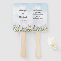 Abanico Boda personalizada con acuarela de flores silvestr