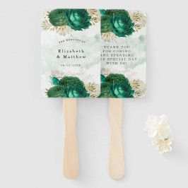 Abanico Boda Purpurina de Esmeralda Verde Gold Shine Graci