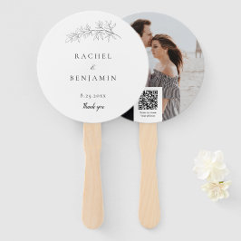 Abanico Boda QR Foto Minimalista Botánica Elegante