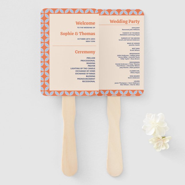 Abanico Boda retro de mediados del siglo (Anverso y reverso)