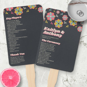 Abanico Boda Retro Groovy de Flower Power 70