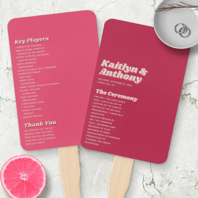 Abanico boda Retro Groovy Viva Magenta de los años 70 (Subido por el creador)