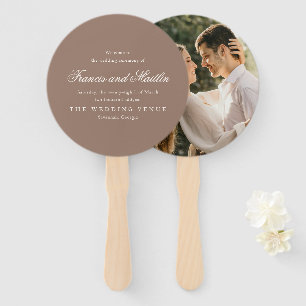 Abanico Boda Romántica Marrón Elegante