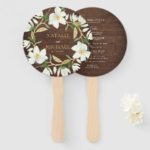 Abanico Boda Rustic Wood Magnolia Custom