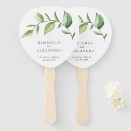 Abanico Boda Rústica Elegante Acuarela con Vegetación