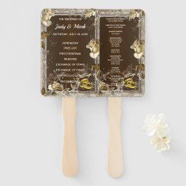 Abanico Boda Rústico Elegante Rosa Blanca