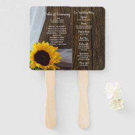 Abanico Boda Rústico Yellow Sunflower and Barn Wood