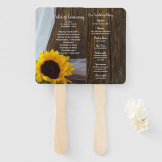 Abanico Boda Rústico Yellow Sunflower and Barn Wood