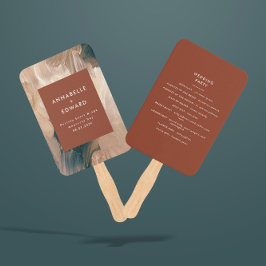 Abanico Boda verde azulado bohemio moderno, terracota pain