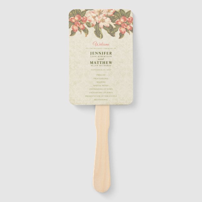 Abanico Boda Vintage Apple Blossom (Anverso)