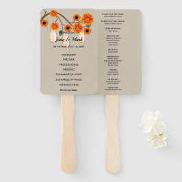 Abanico Bodas de frascos mason florales naranjas rústicos 
