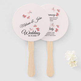 Abanico Bodas de jardín con mariposas rosadas románticas C