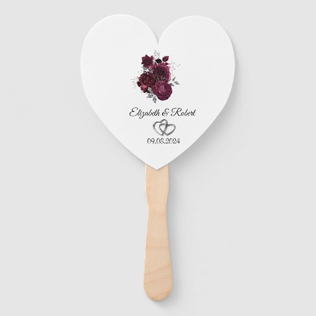 Abanico Bodas de Rosas de Borgoña (Reverso)