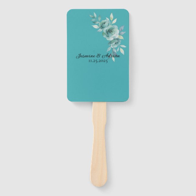 Abanico Bodas Teal Whisper Blooms (Anverso)