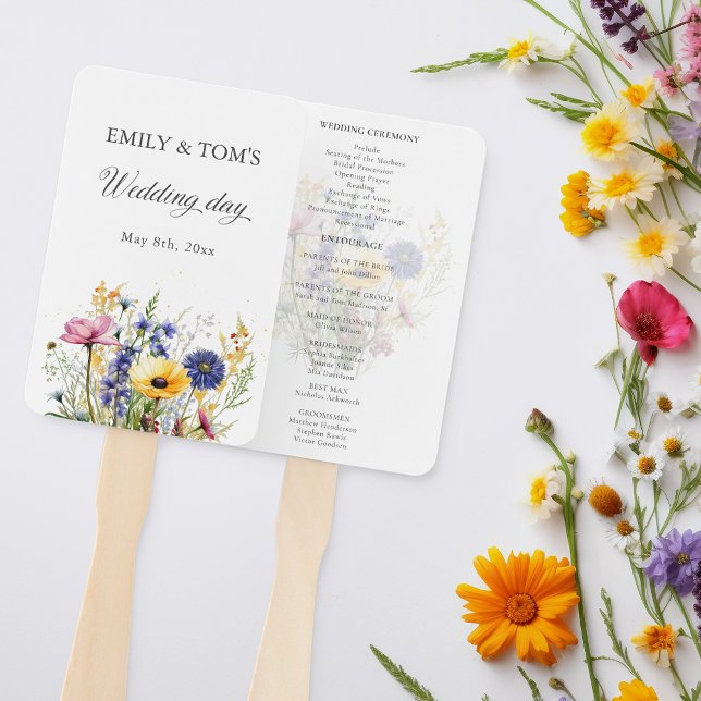 Abanico Boho Chic Watercolor Wildflower Wedding Program (Subido por el creador)