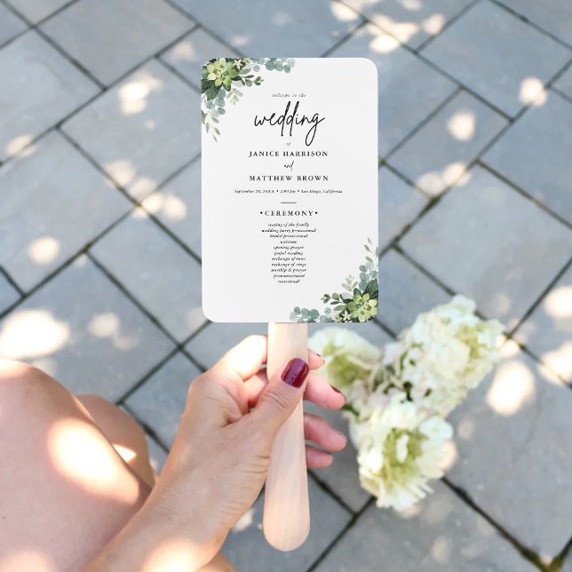 Abanico Boho Eucalyptus Greenery Wedding Ceremony Program  (Subido por el creador)