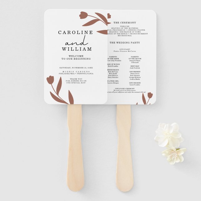 Abanico Boho Floral Boda (Anverso y reverso)