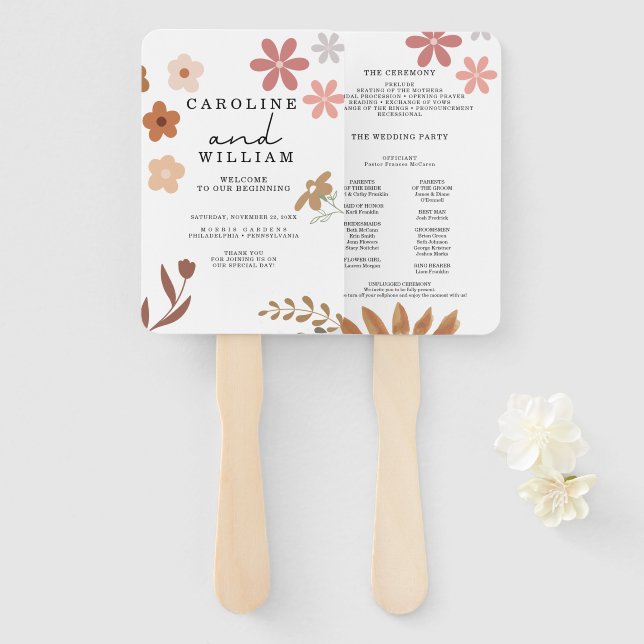 Abanico Boho Floral Boda (Anverso y reverso)