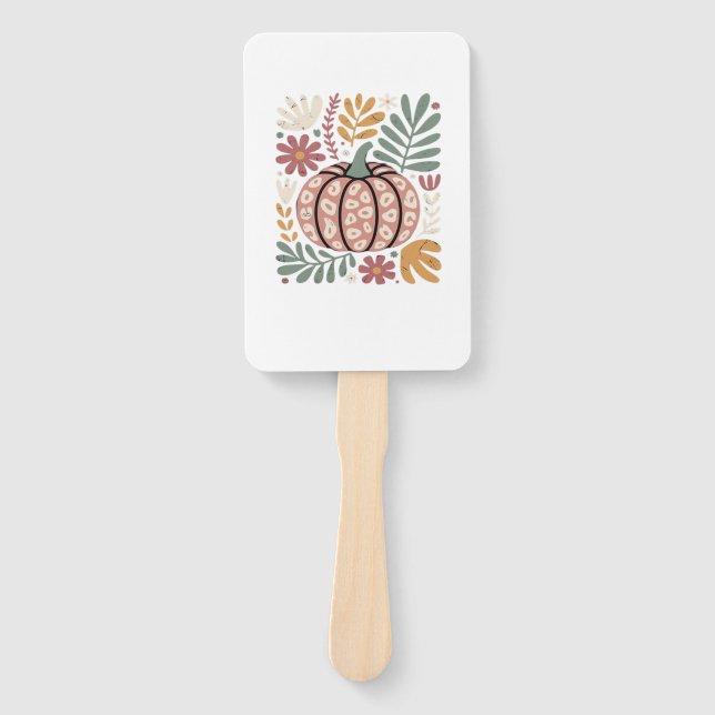 Abanico Boho Leopardo Calabaza Otoño � Floral Retro Otoño  (Anverso)