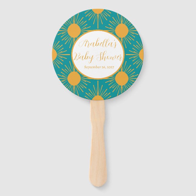 Abanico Boho Little Ray de Sun Turquoise Baby Shower (Anverso)