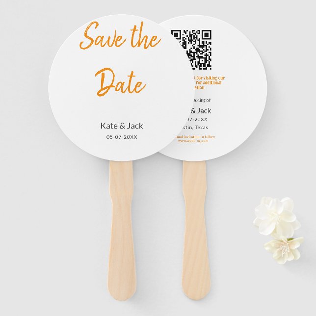 Abanico Boho moderno guardar la fecha añadir nombre QR nar (Anverso y reverso)