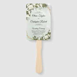 Abanico Boho vegetación follaje oliva marco dorado rosas b