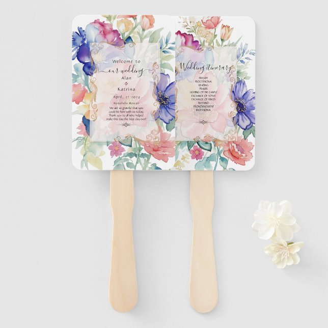 Abanico Boho Vibrant Flowers Set de fans del programa (Anverso y reverso)
